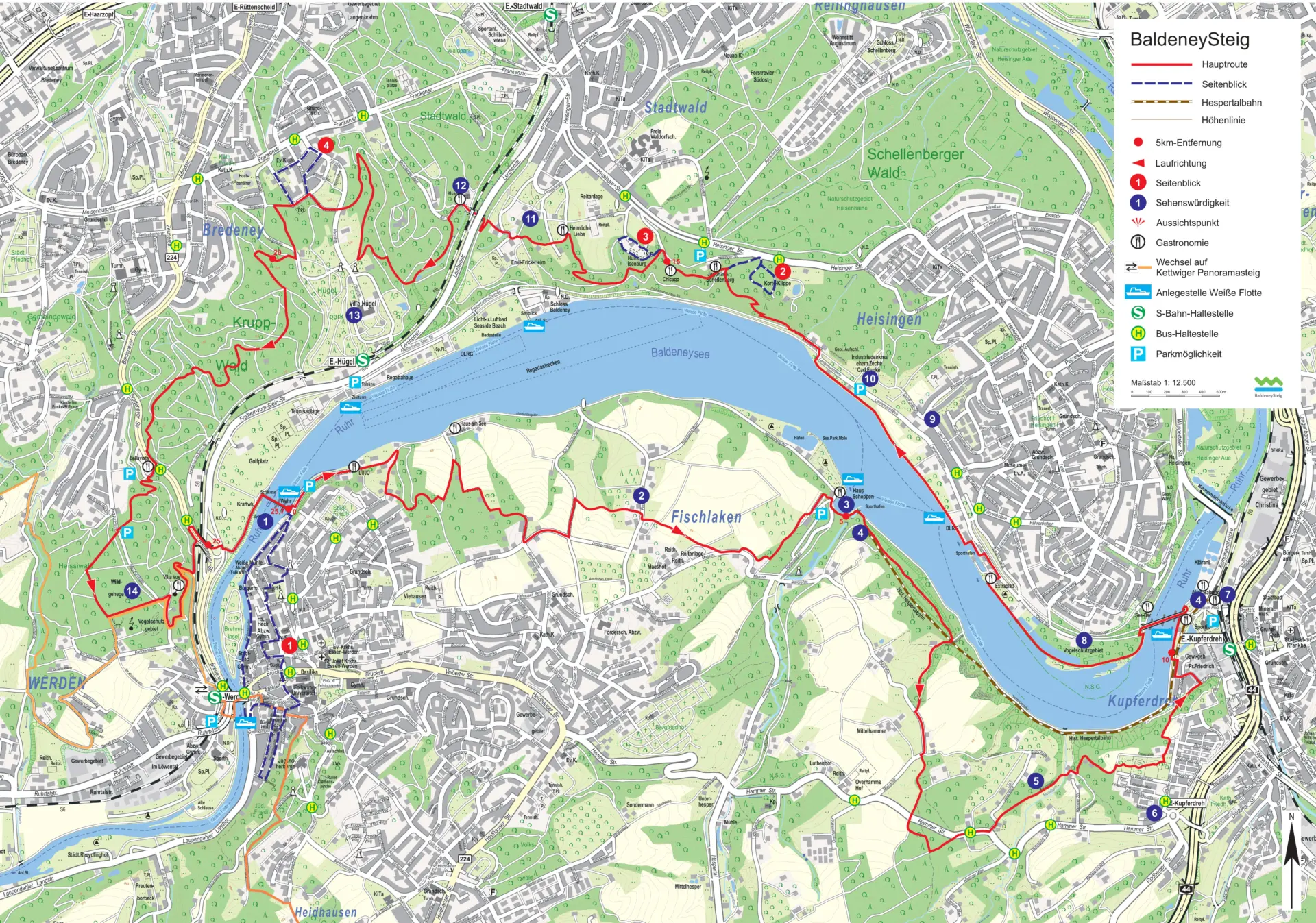 Streckenkarte des BaldeneySteig