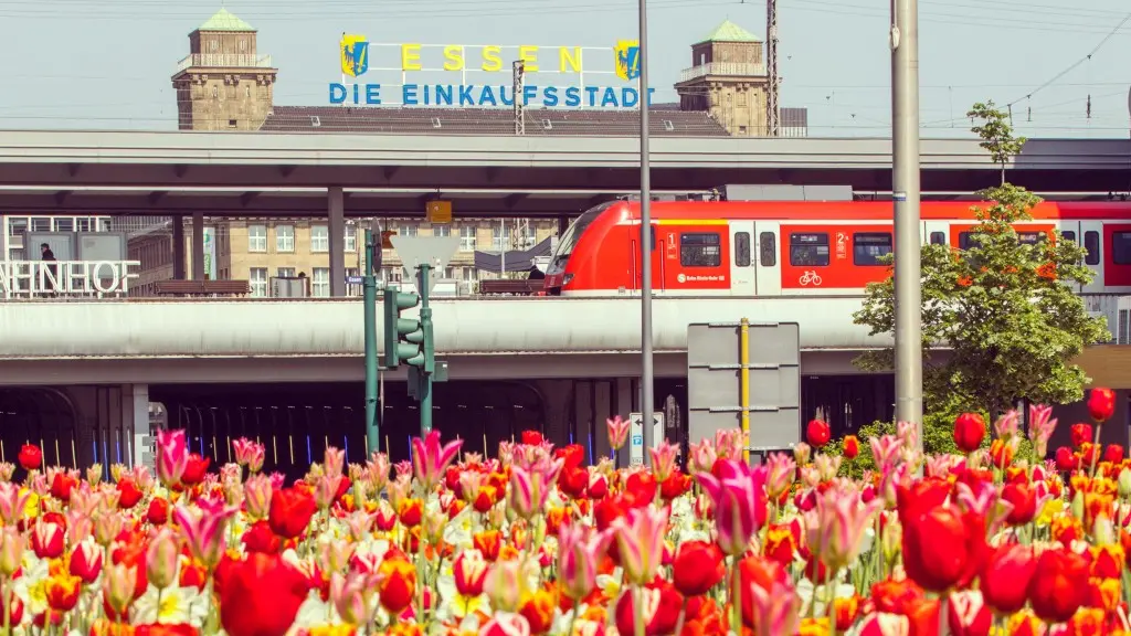 Essen Hauptbahnhof mit Tulpenbeet